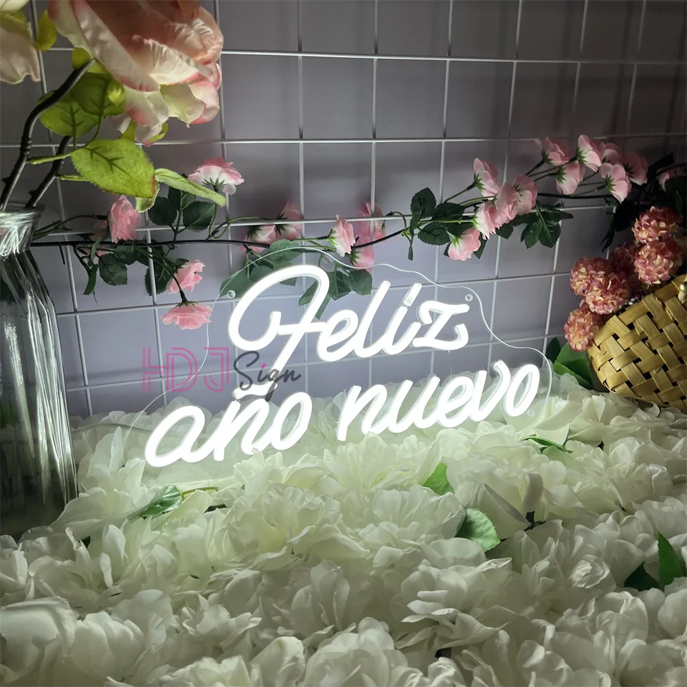 Happy New Year Led Neon Sign Wall Room Decor Home House Wall Hanging Decoration Spanish Feliz año nuevo Neon Light Gifts