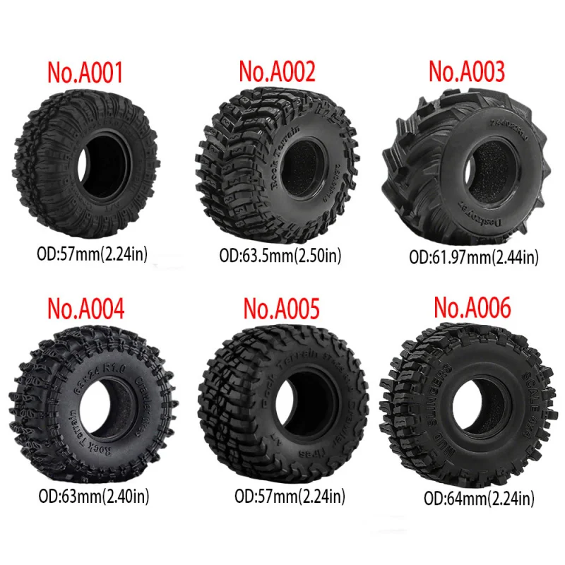 

4PCS 1.0inch 57-67mm RC Crawler Tires Wheel Rim for 1/18 RC Rock Crawler Axial SCX24 Bronco AX24 TRX4M Defender FMS FCX18 FCX24