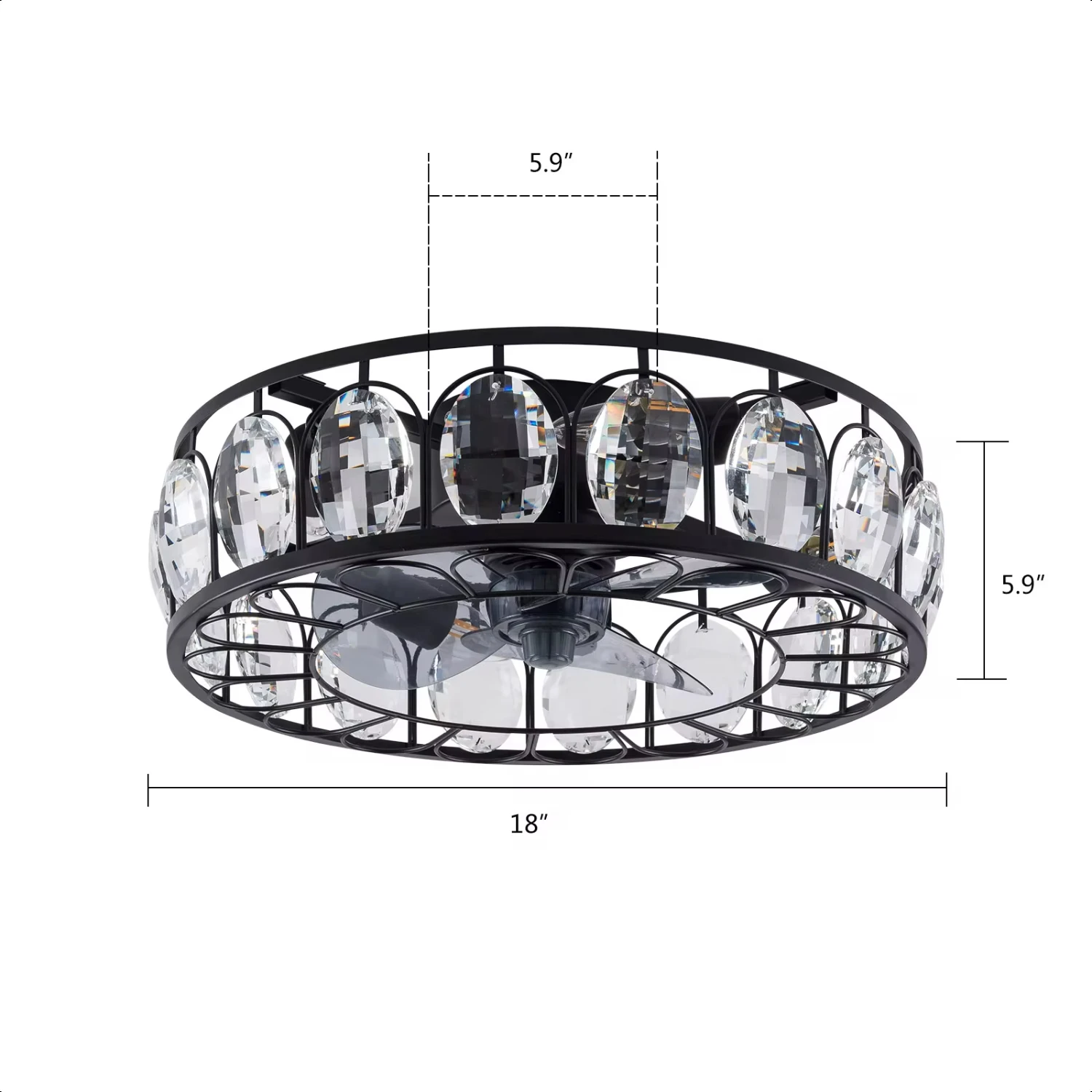 18inch Ceiling Fan Light Ceiling Light Fixing Device with Fan Three Adjustable Wind Speeds and Intelligent Timing