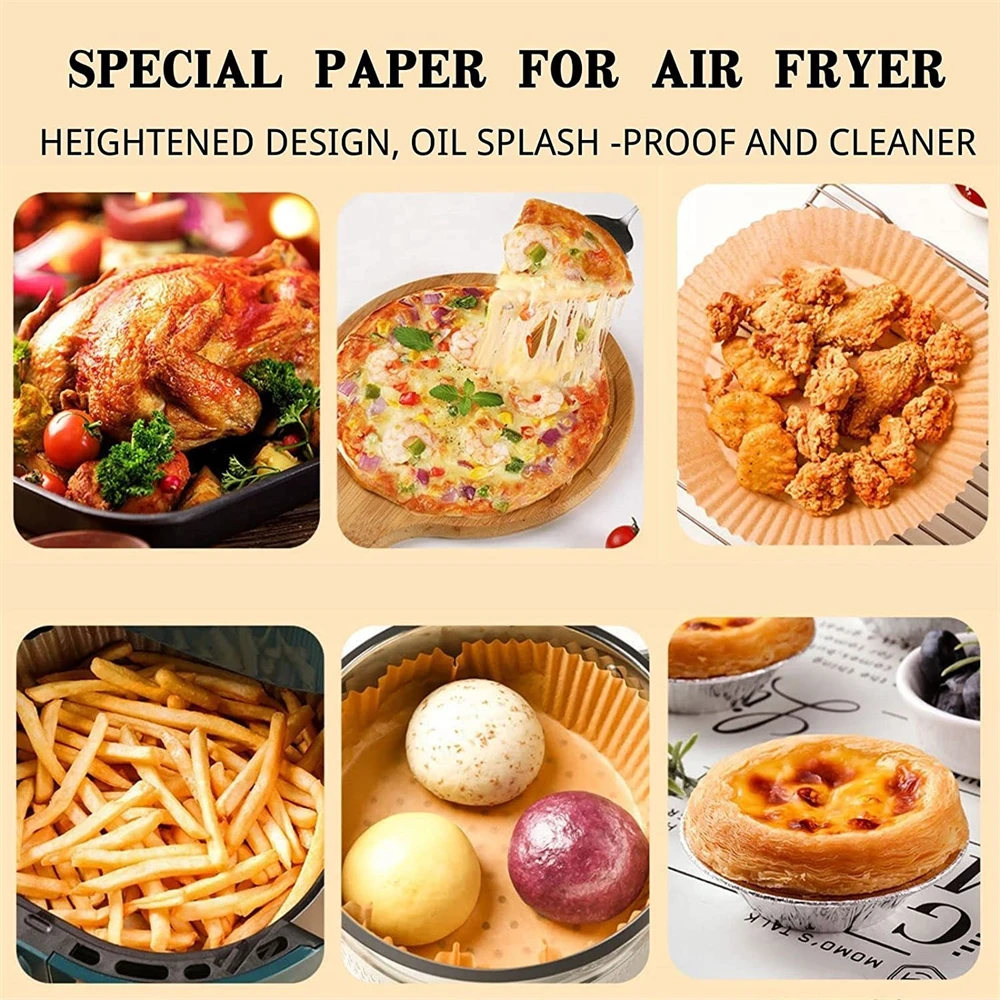 50/100/200pcs Air Fryer Disposable Paper Liner Non-Stick Air Fryer Parchment Paper Liners Baking Paper Filters For AirFryer