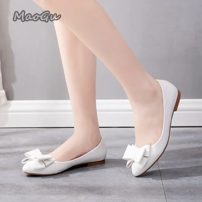Size 35-43 Women's White Wedding Heels Pointed Toe Stiletto Medium Heel Bow Pumps Bridal Party Dress Shoes Elegant Talons Femme