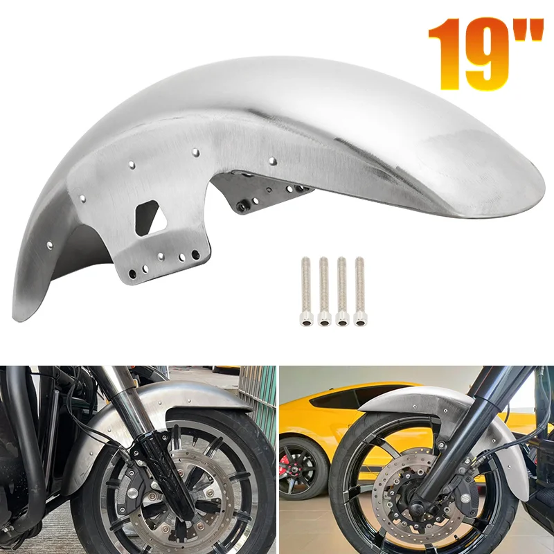 

Unpainted Motorcycle 19" Steel Wheel Wrap Front Fender Mudguards For Harley Touring Road King Electra Street Road Glide 2014-up