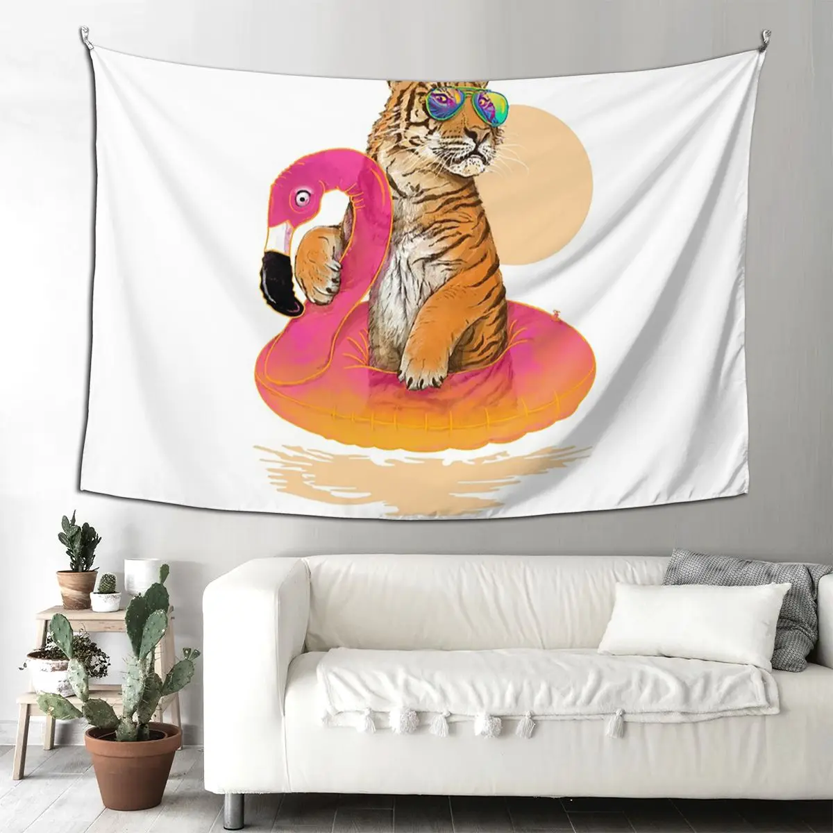 

Гобелен Chillin, Flamingo Tiger, забавный настенный гобелен, эстетическое украшение для дома, гобелены для гостиной, спальни, общежития