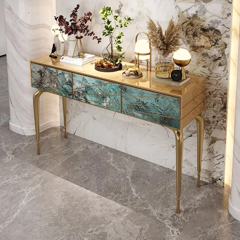 Entrance table Designer entry is opposite the door Entrance cabinet Green luxury stone Entrance table