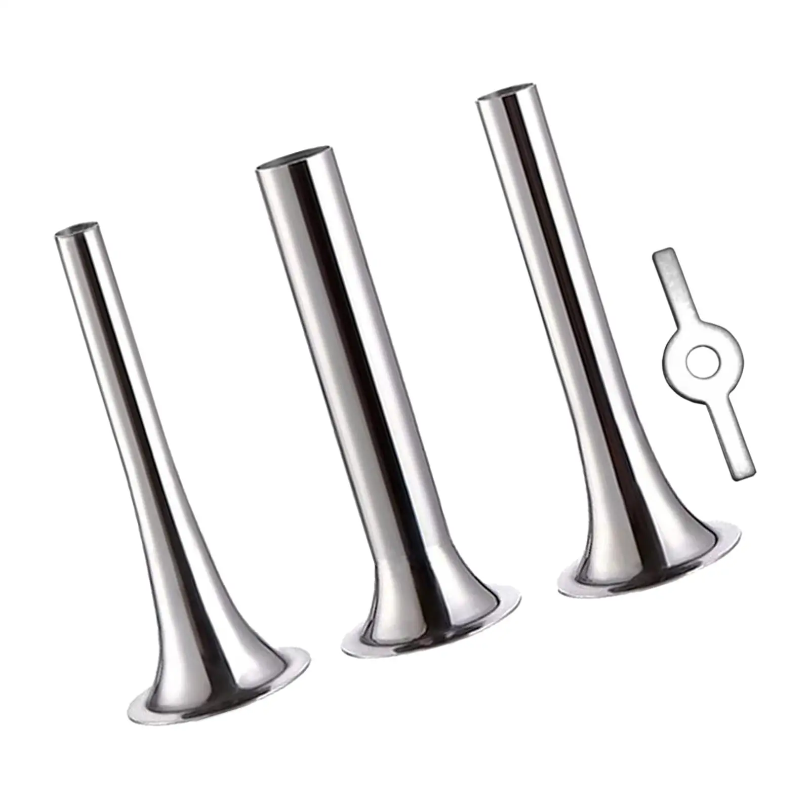 Sausage Filling Tube Set Stainless Steel Meat Grinder Accessory for DIY Sausage Maker Kit with 3 Funnels and Holder Rack