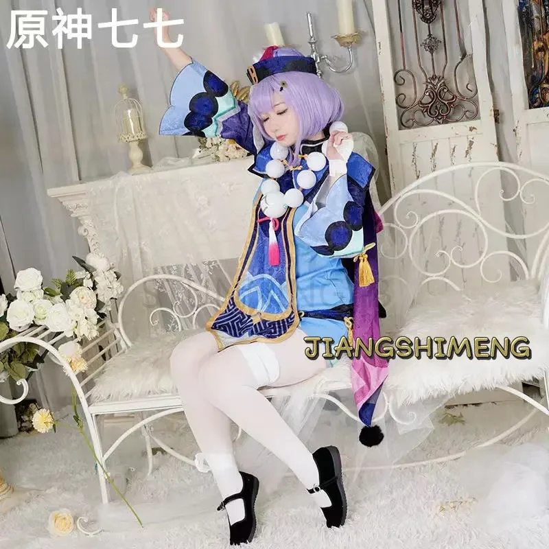 

Kostum Cosplay Qiqi Proyek Dampak Genshin Game Tokoh Anime Gaun Gadis Zombie Vestido Kostum Halloween Untuk Wanita Setelan Wig