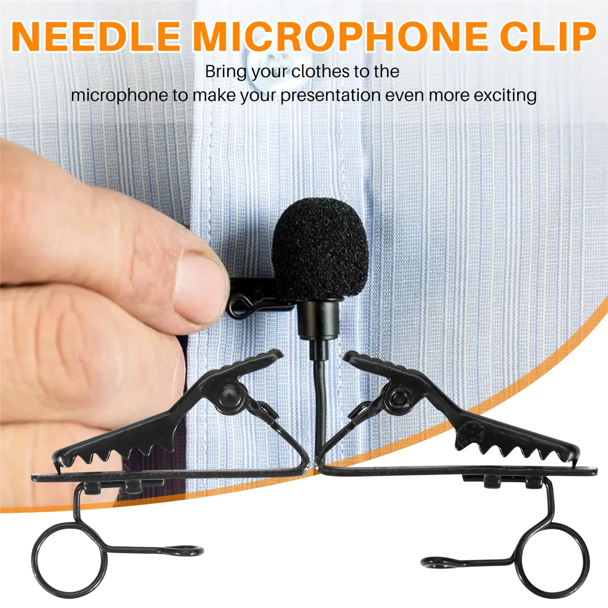 5 ชิ้นแหวนมินิ 7.5 มิลลิเมตรไมโครโฟนผู้ถือคลิปผูกคลิปคลิปปกปฏิบัติ (สีดํา)