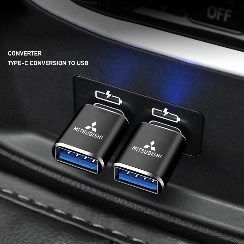 Adaptador tipo C a USB para coche, conector de carga rápida para Mitsubishi EK Pajero Xpander Eclipse Cross ASX L200 Xforce Mirage Delica