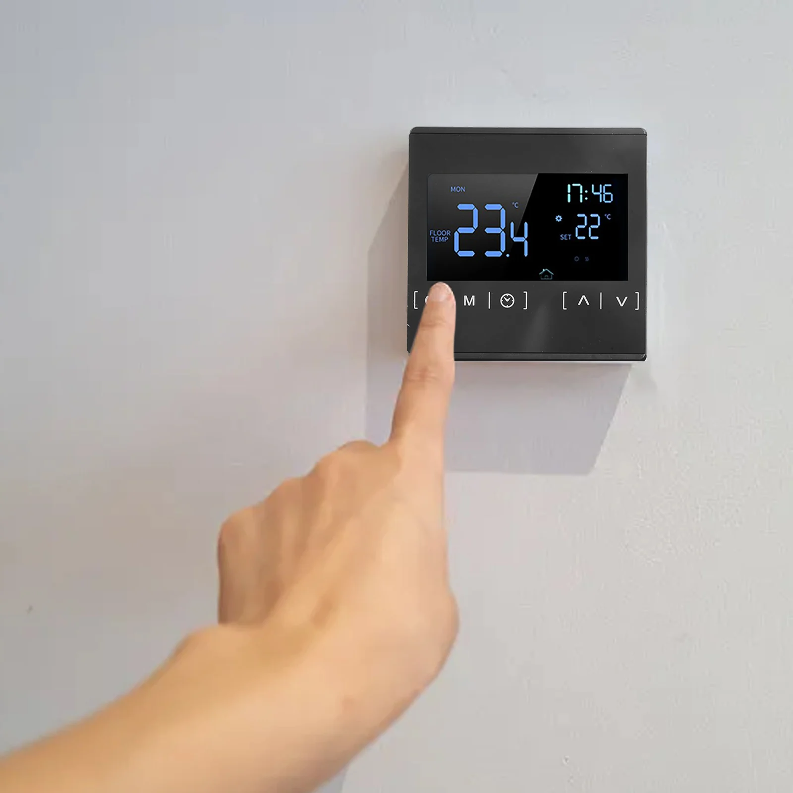 85*85mm Thermostat Without WiFi Floor Heating Thermostat Power Off Memory Function Wide Voltage Range Child Lock Feature