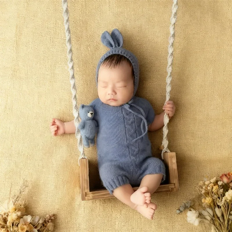 Wooden Furniture Handmade Weave Swing Chair Baby Hammock Original Photo Props Newborn Studio Shooting Commemoration Accessory