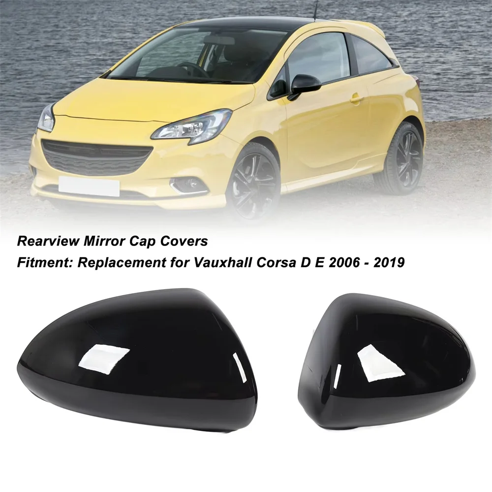 2X Door Mirror Covers Left Right Protective Stylish Waterproof Rearview Mirror Cap Covers Replacement For Vauxhall Corsa D E