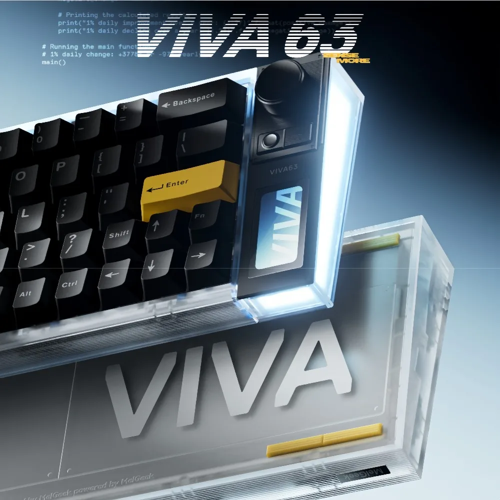 New melgeek VIVA63 E‑Sports Wired Magnetic Switch Keyboard Custom Gasket Structure Display Screen RGB Hot Swap Gaming Keyboard