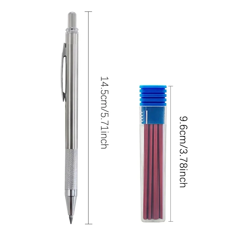 2,8 mm Metall-Druckbleistift, 2B, Bleikern, Holzbearbeitung, architektonischer Markierungsstift, Schreiben, Schreibwaren, Schule, Bürobedarf – Detail 6