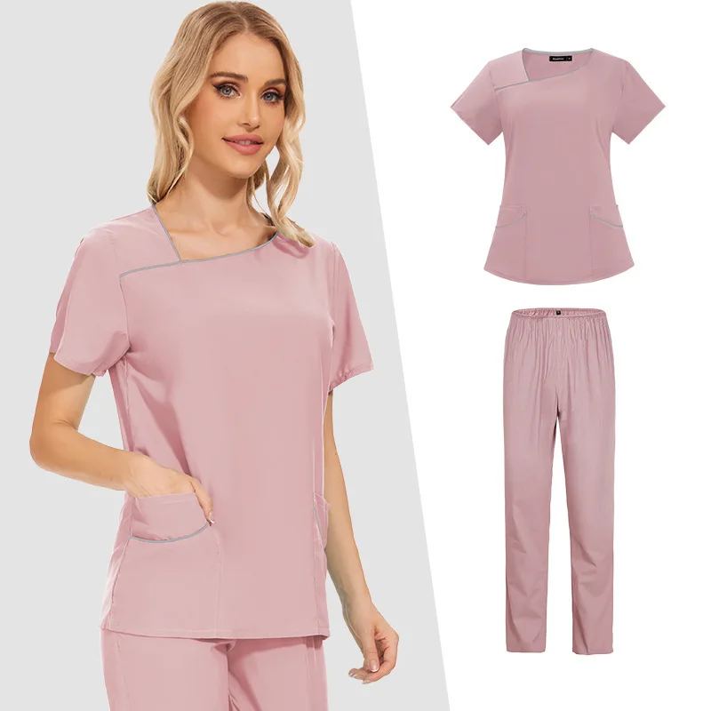 Women's Solid Work Thin Casual And Comfortable Nursing Uniform, Color Blocking Design, Medical Kit