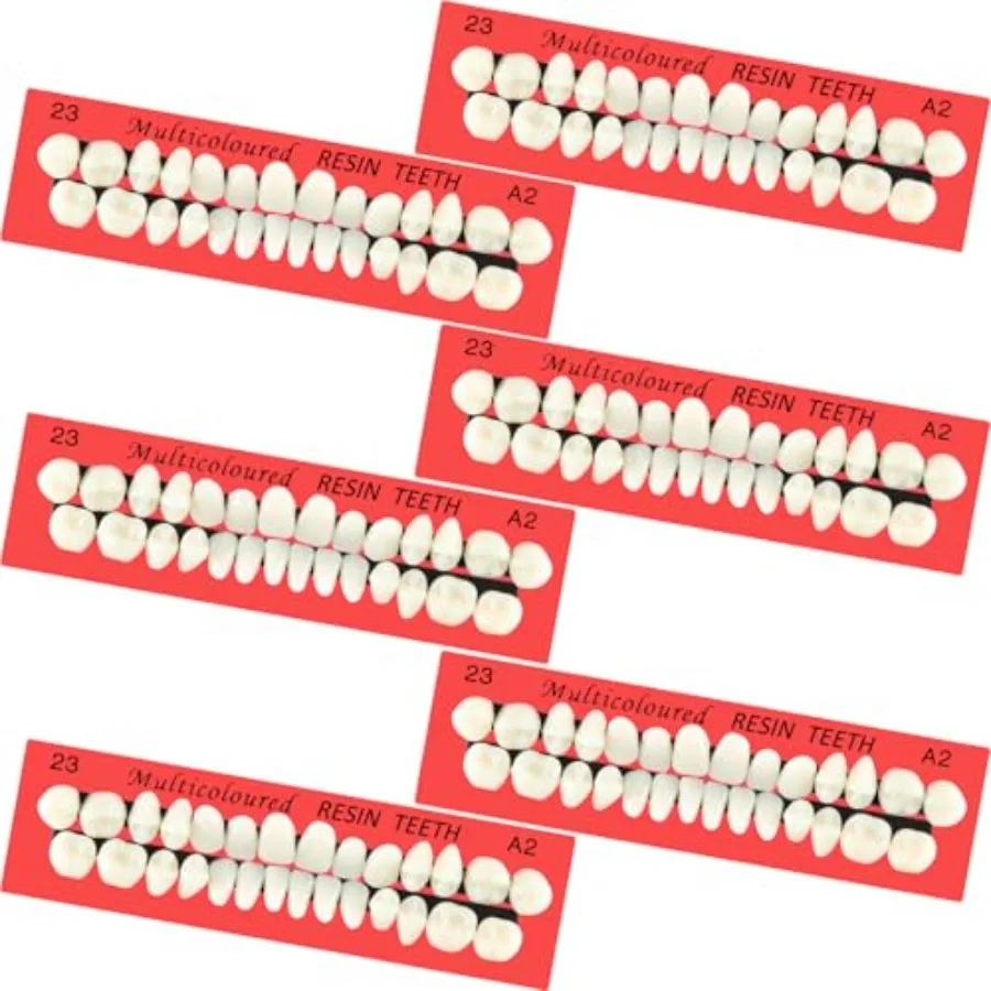 

6 Sets Acrylic Resin Fake Teeth artificial teeth Denture Replacement tooth prop Synthetic Resin Denture for Replacement, 112 Pi