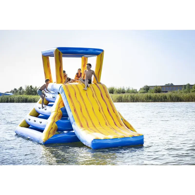 Giant Inflatable Water Park Floating Climbing Tower With Slide Modular Obstacle Course For Adults Kids Outdoor Summer Fun