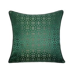 Modern Fashion Geometric Dark Green Woven Velvet Home Throw Cushion Cover Decorative Square Pillow Case 45 x 45 cm Sell by piece