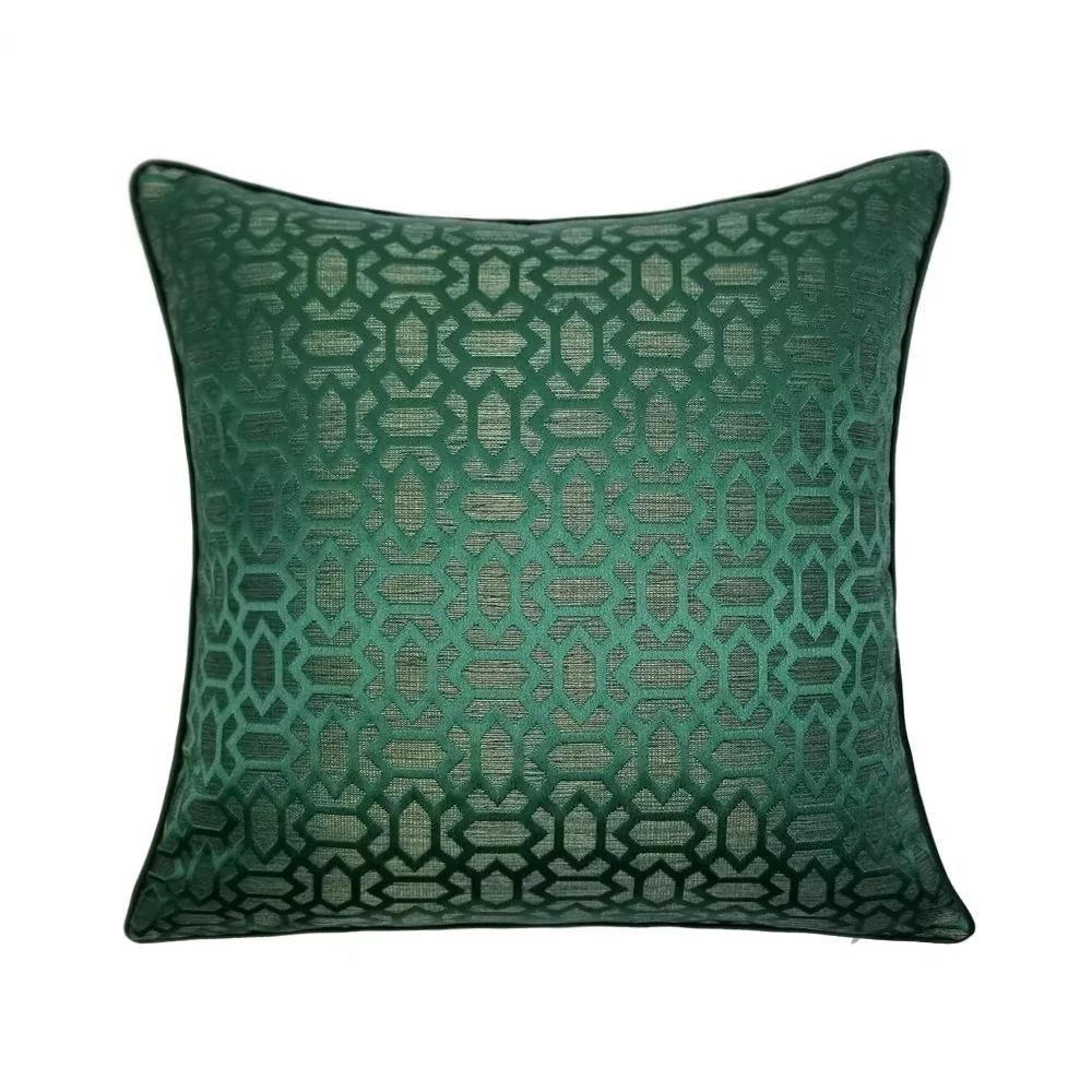 Modern Fashion Geometric Dark Green Woven Velvet Home Throw Cushion Cover Decorative Square Pillow Case 45 X 45 Cm Sell by Piece