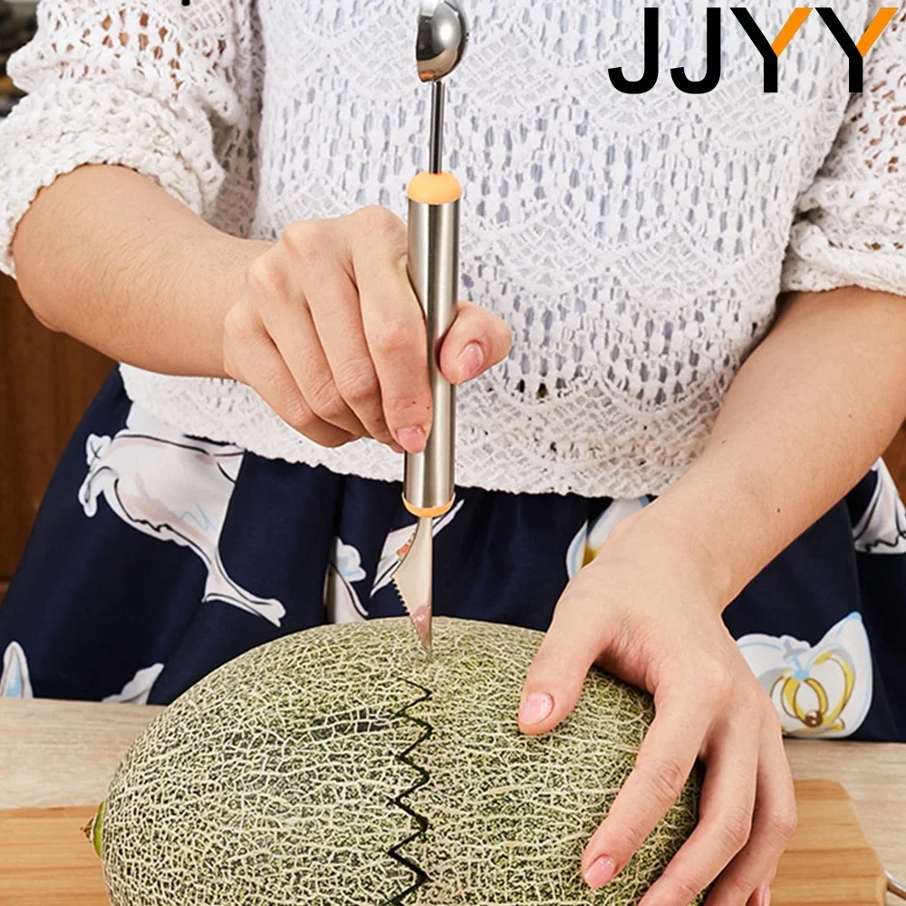 JJYY Watermelon Ice Cream Dig Ball Scoop Spoon Watermelon Melon Fruit Carving Knife Cutter Gadgets Diy Assorted Cold Dishes Tool