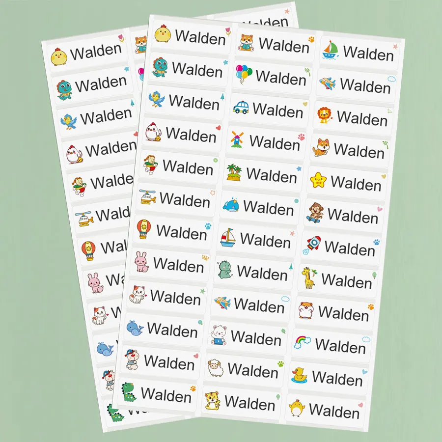 Aangepaste transparante waterdichte stickers voor kinderen - gepersonaliseerde naamlabels voor school, sportflessen en doe-het-zelf-knutselen, meertalig ‌
