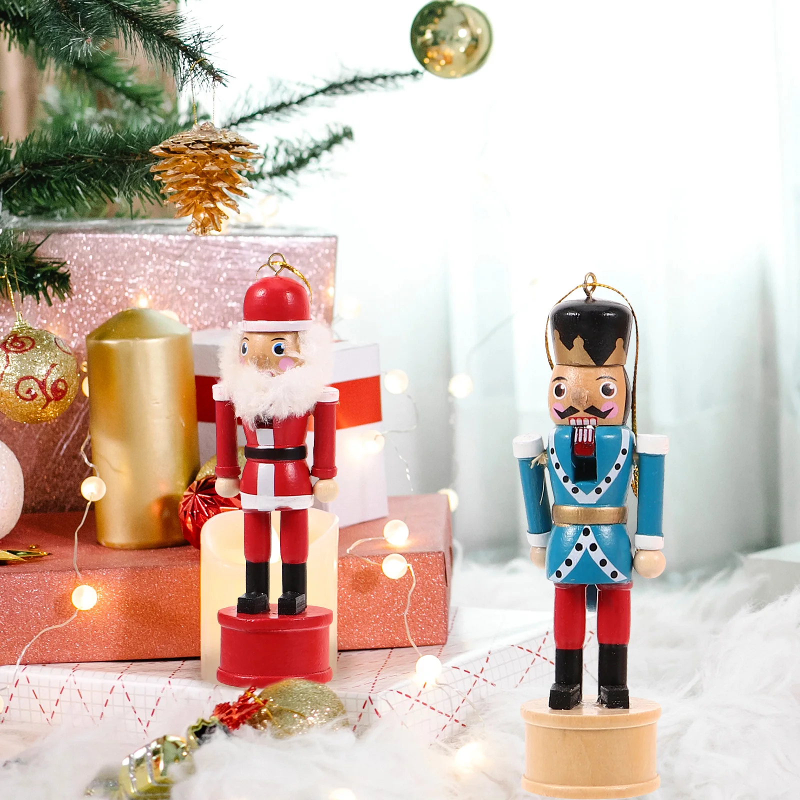 

5 Pcs Nutcracker nament Christmas Decor Wooden Soldier Wood Nutcracker Craft Figures Vintage Xmas Gift Holiday Craft