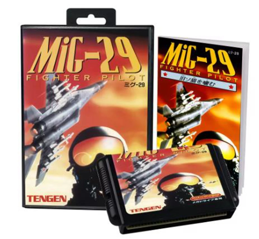 MiG-29 Fighter Pilot with Box and Manual for 16 Bit Sega MD Game Cartridge Megadrive Genesis System