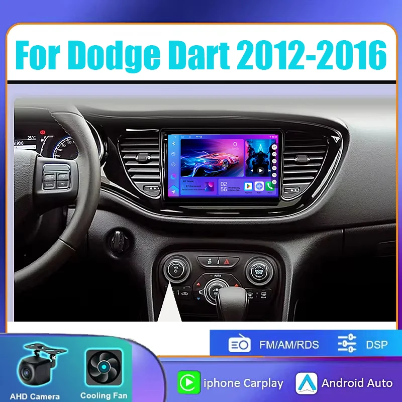 

9"6+128GB For Dodge Dart 2012-2016 Android Car Auto Radio Multimedia GPS Navigation Wireless Bluetooth CarPlay Touch Screen
