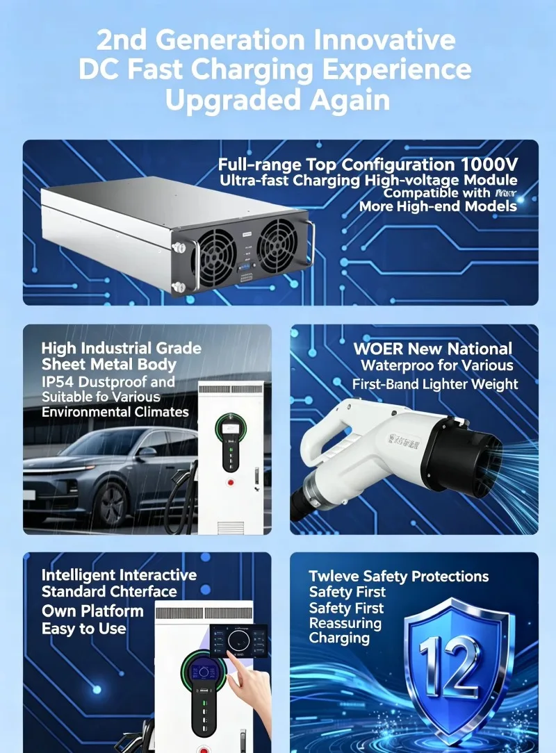 30kW AC 40kW DC Fast EV Charger Wall-mount CCS1/CCS2 Commercial EV Charging Station AC380V Input 0-250A Output For Electric