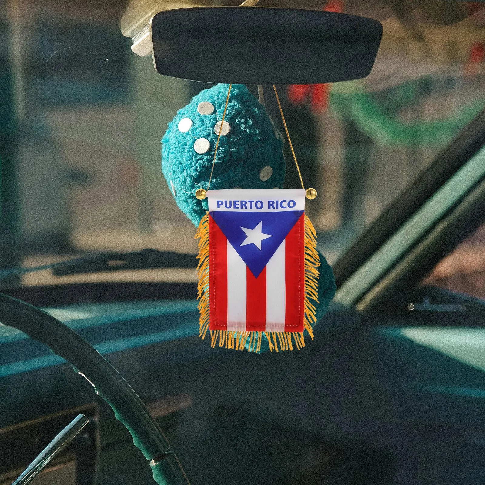 

Flag Hanging Ornament Mirror Charm Decoration Rearview Mirror Accessories Tassel Design Durable Fade Resistant Easy Installation