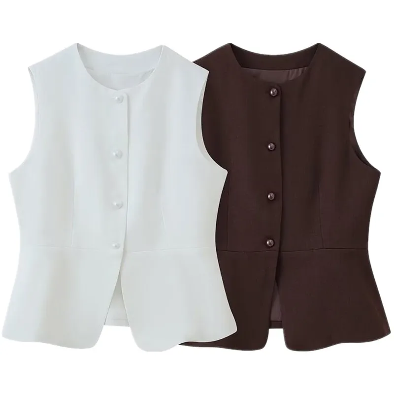 2025 Herbst Neue Sle frauen Pendeln Slim Fit Zwei Farbe runde Ne Weste Vielseitiges Design Faionable Damen Jaet