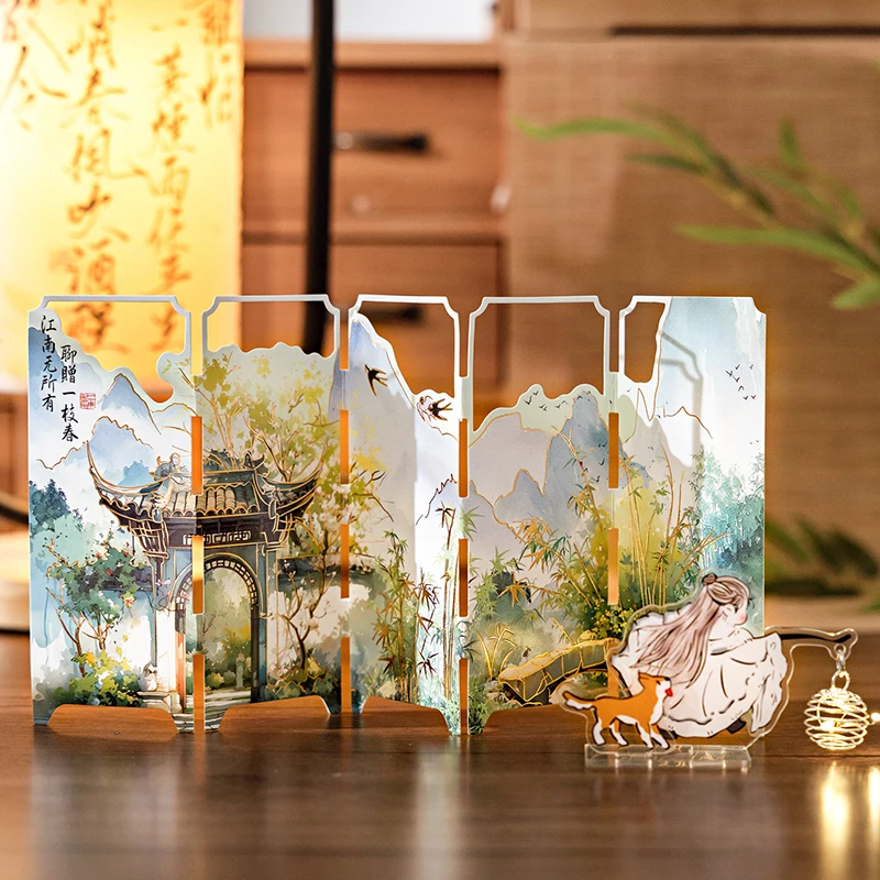 Ornamento de mesa em miniatura estilo chinês Chaoyu, decoração criativa de alto nível para mesas de escritório e de trabalho.