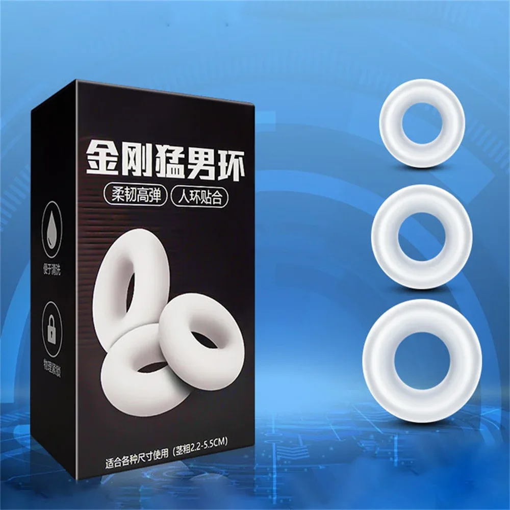 3PCS Thick Male Foreskin Corrector Ring Penis Rings Delay Ejaculation Daily/Night Cock Ring Chastity Cage Sex Toys for Men Dildo