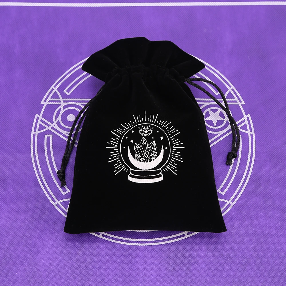 1 stücke Schwarz Samt Tarot Lagerung Tasche Mini Kordelzug Paket Hexe Wahrsagerei Kristall Tasche Tasche Würfel Halter Brettspiel Gold – Detail 21