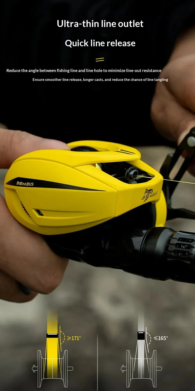 CHILENT Bumblebee Baitcasting-Rolle Ultraleicht Kurze Achse Anti-Rückstoß Lange Wurfweite Micro Lure Stream Allzweck-Angelrolle – Detail 19