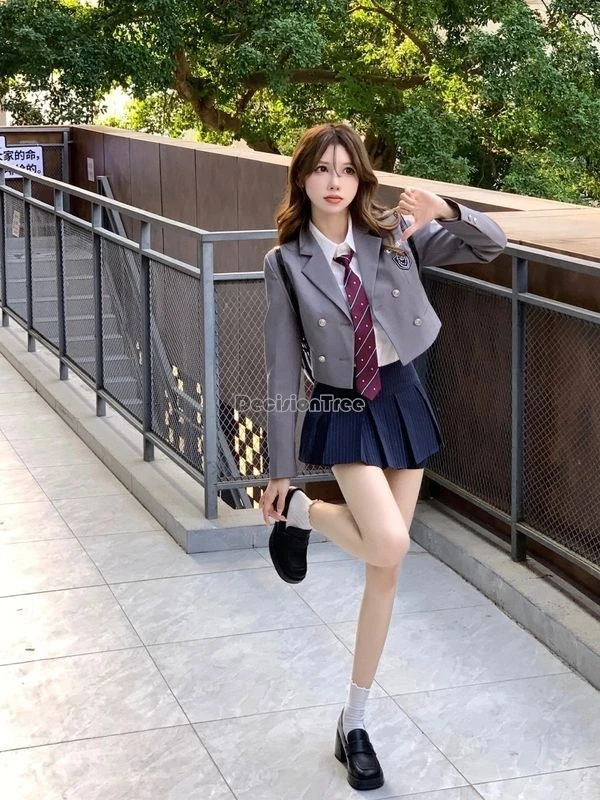 2024 korean fashion uniform jk college style long-sleeved shirt jacket pleated short skirt new style women uniform jk set w929