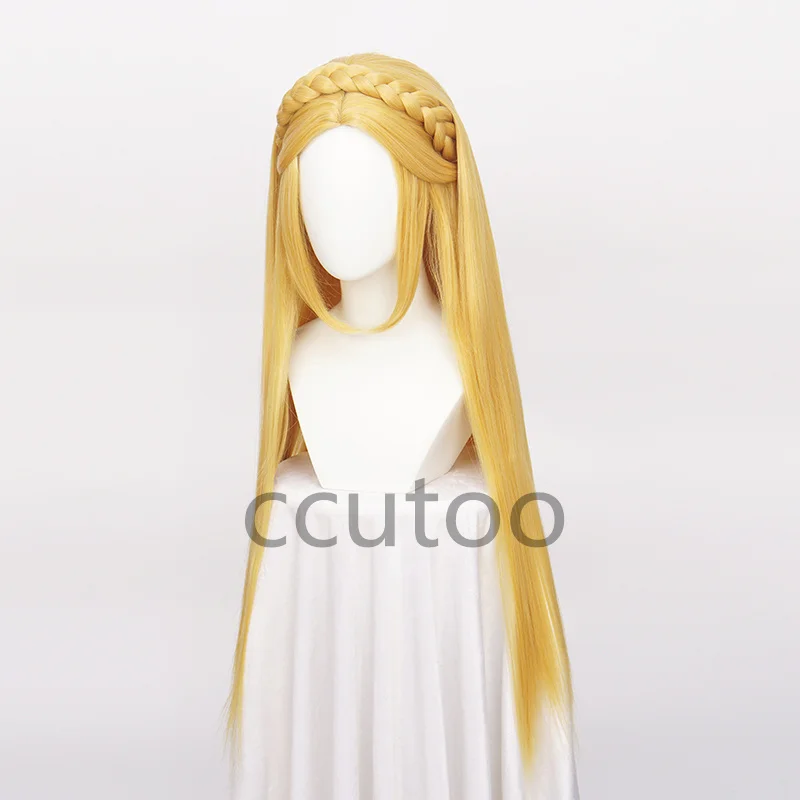 Ccutoo Synthetische Prinzessin Zelda Perücken Goldene Zöpfe Styled Cosplay Kostüm Perücken Halloween Party Spielen Rolle + Perücke Kappe