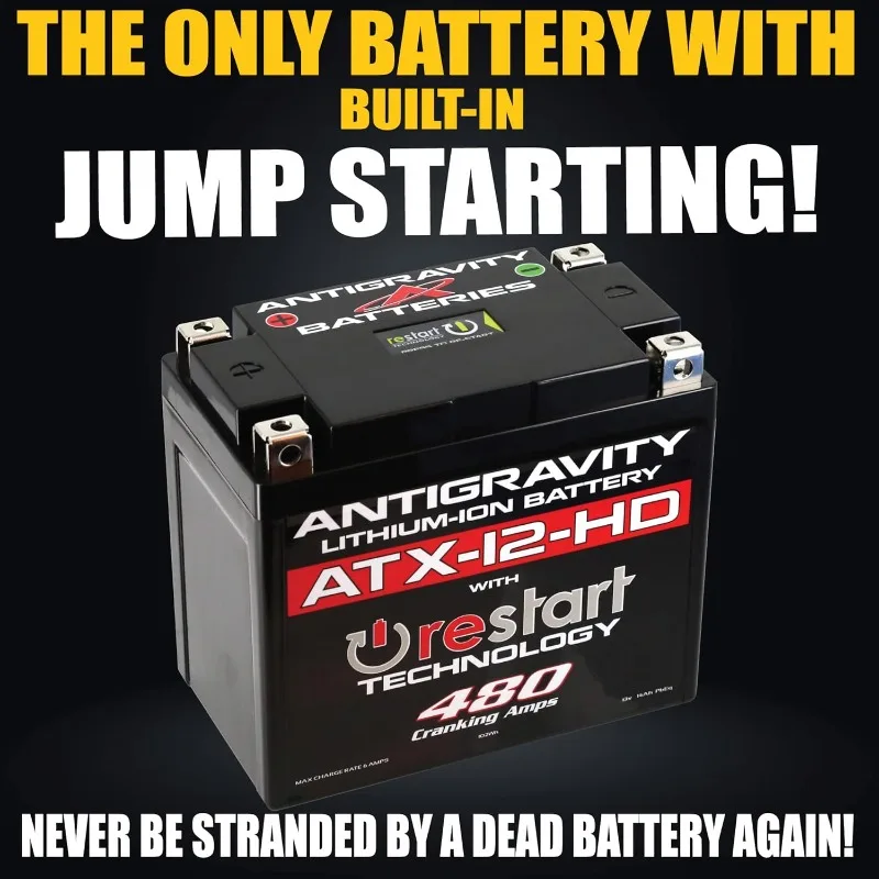 Heavy Duty Lithium Motorcycle and Powersport Battery with Built in Jump Starting,Generator Battery