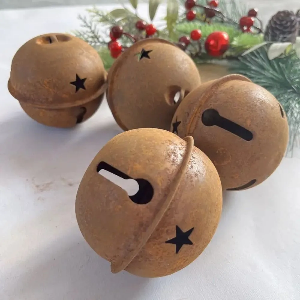 10PCS Rusty Christmas Hanging Decoration Metal Hanging Design Holiday Hanging Pendants Bell Star Xams Tree Photo Props