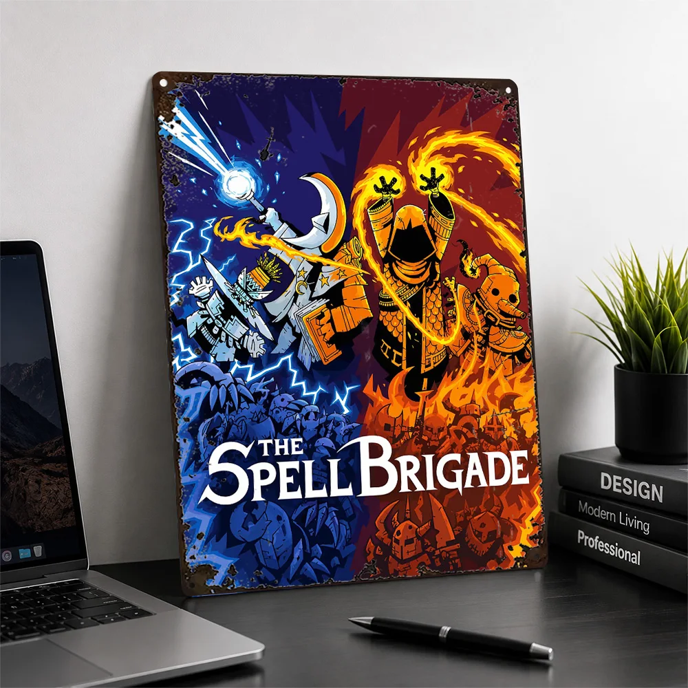 The Spell Brigade Mage Battle Textured Metal Poster Illustrated Wall Art For Gaming Room Customized Aluminum Sign Collector Gift