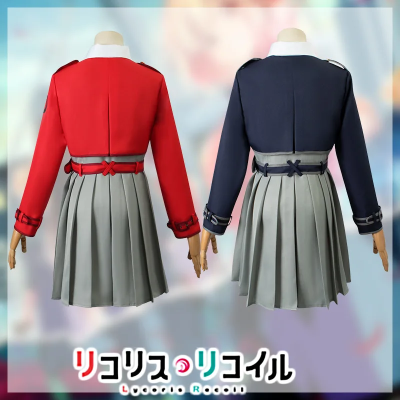 Lycoris Recoil Nishikigi Chisato Inoue Takina Cosplay fantasia, peruca uniforme, conjunto completo, festa de Halloween, terno carnaval para meninas