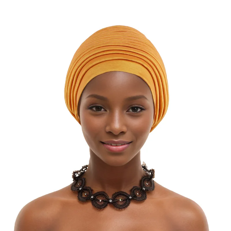 Nigerian Turban Head Accessories Plain Sego Head Tie African Women\'s Turban Cap Wedding Auto Gele Daily Headscarf New Headtie