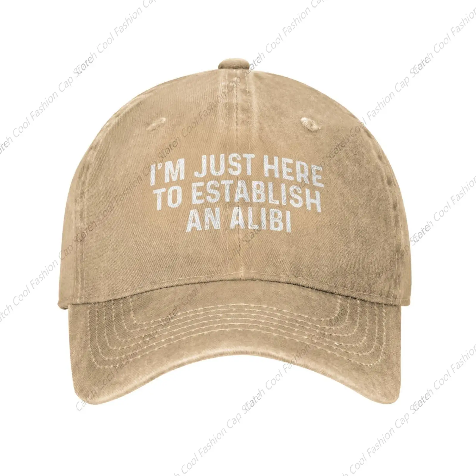 I'm Just Here to Establish an Alibi Baseball Cap for Men Women Vintage Trucker Denim Hat Washed Cotton Fashion Unisex Adjustable