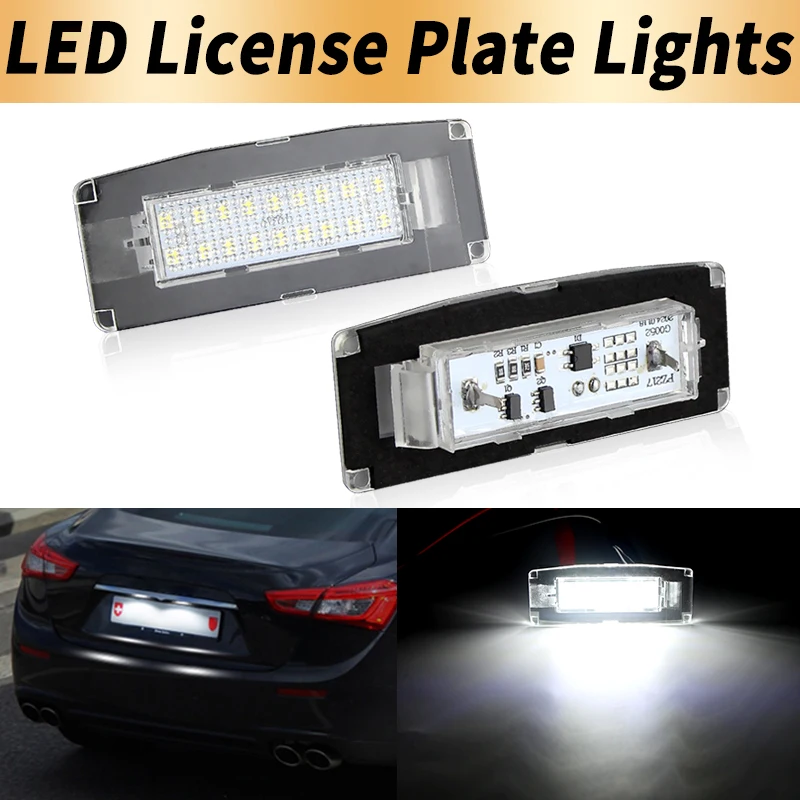 2PCS LED License Plate Lights Canbus For Maserati Ghibli M157 2014-2020 White Number Plate Lamps Error Free 12V Car Accessories