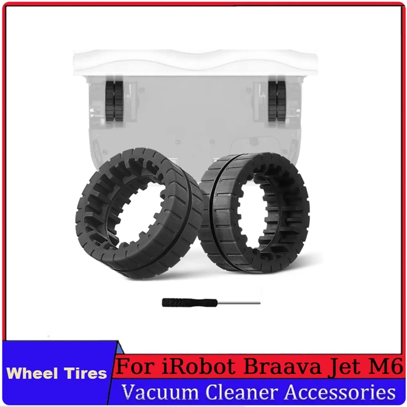 Non-Slip Replacement Wheel Tires For Irobot Braava Jet M6 (6110) (6012) (6112) (6113) Ultimate Robot Mop