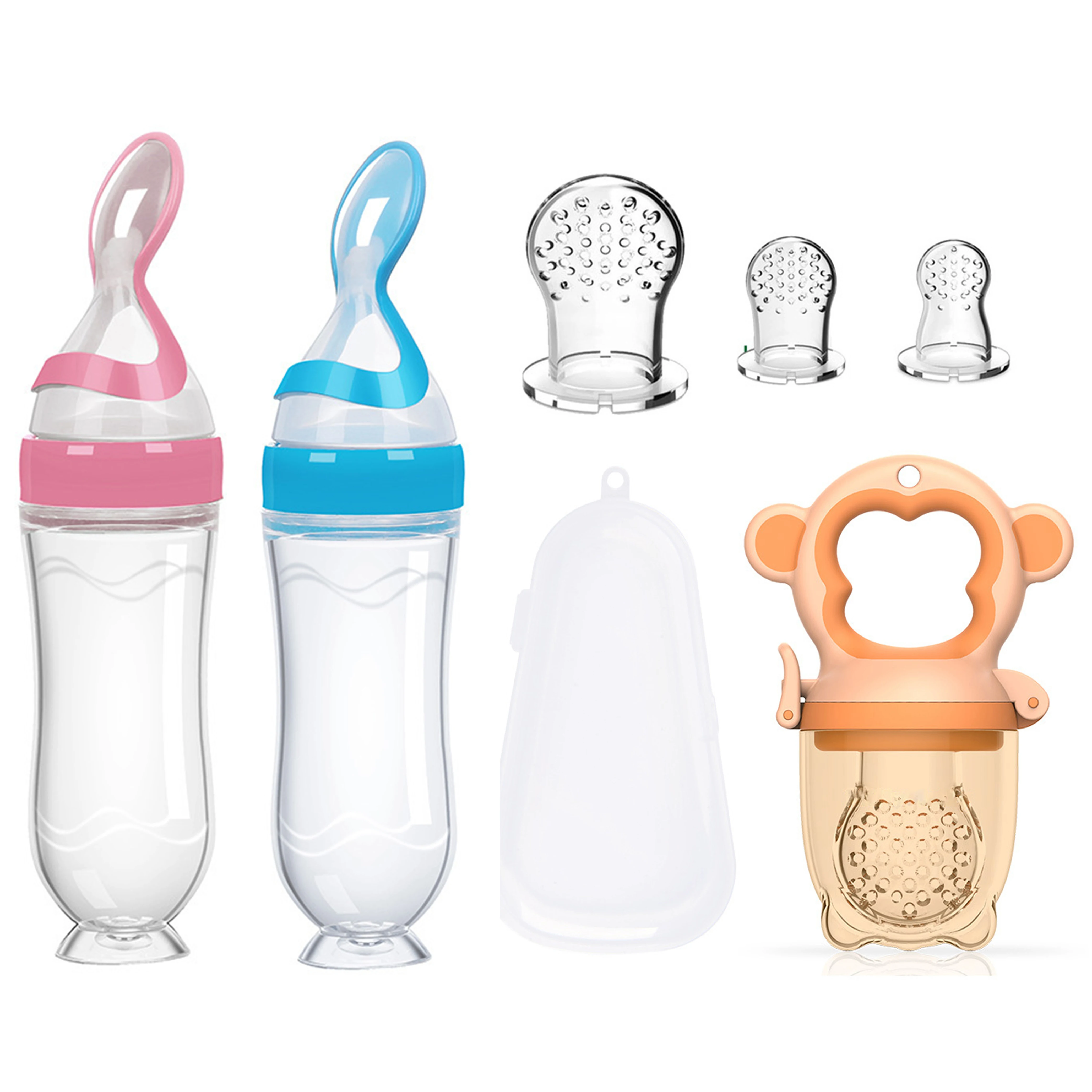 Baby food feeding set silica gel rice paste feeding bottle silica gel fruit and vegetable bag free 2 bite bags