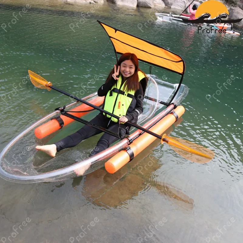 قارب بلاستيكي شفاف كبير من البولي كربونات، كاتاماران، قارب زفاف، قارب كاياك شفاف