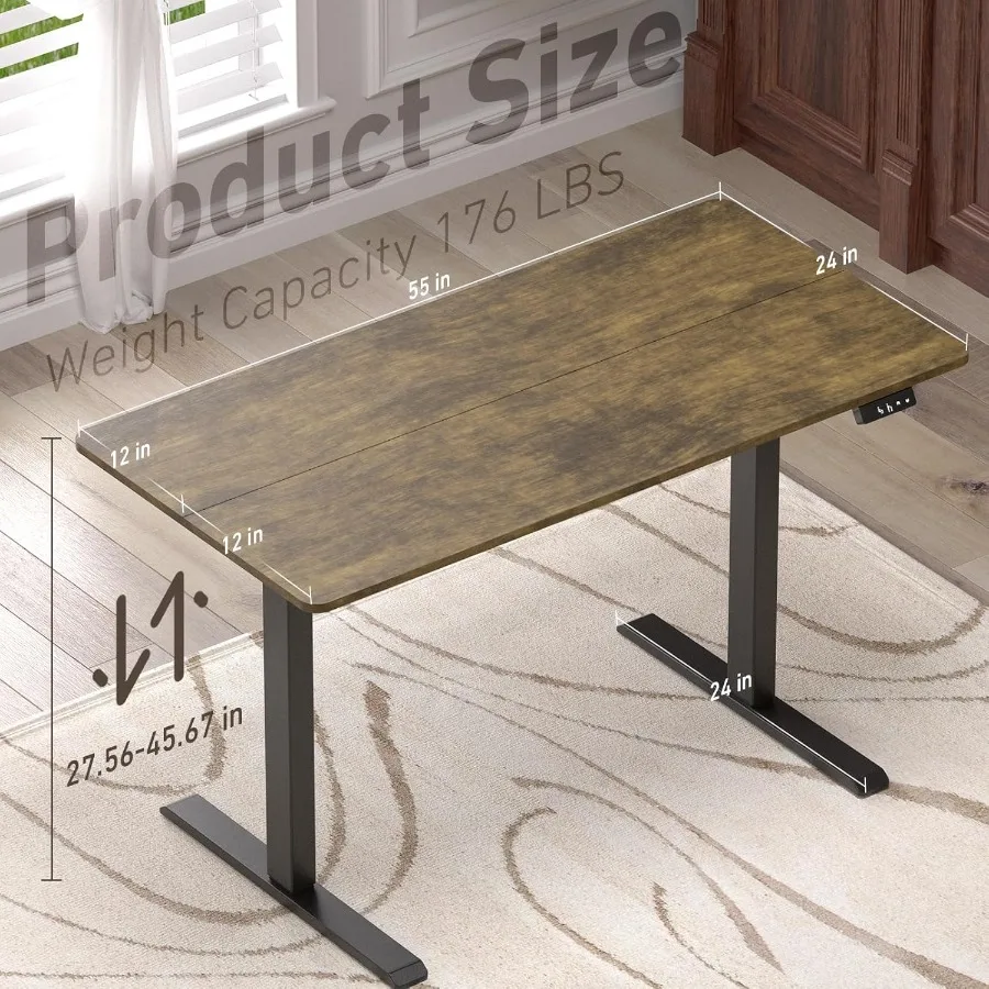 مكتب قائم كهربائي قابل للتعديل مع عجلات مقاس 55 × 24 بوصة مكتب قائم مريح لمحطة عمل المكتب المنزلي مثالي f