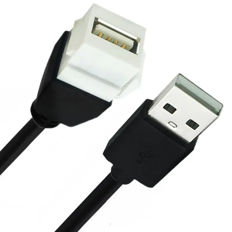 USB 2.0 Female Head with Buckle Panel Female Port Cable USB Wall Plug USB Direct Insertion Panel Cable USB 2.0 with Cable Plug