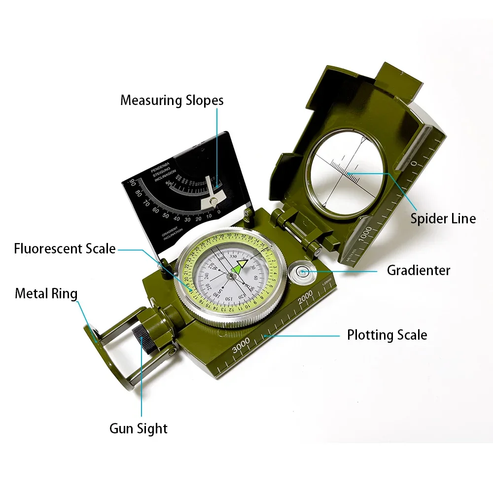 Professional Compass with Sighting Clinometer Waterproof with Carry   Hunting Hiking Survival Geology Activities