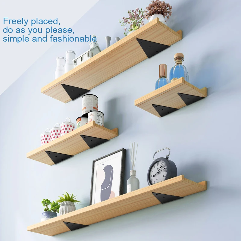 VKKM Black Invisible Triangle Bracket - Sturdy and Rust-Proof, Ideal for DIY Shelving and Furniture Support